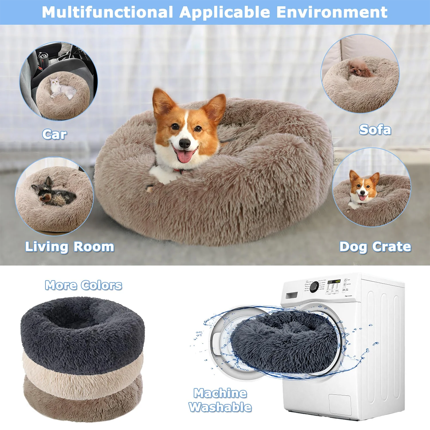 Calming Donut Dog Bed for Small to Large Dogs